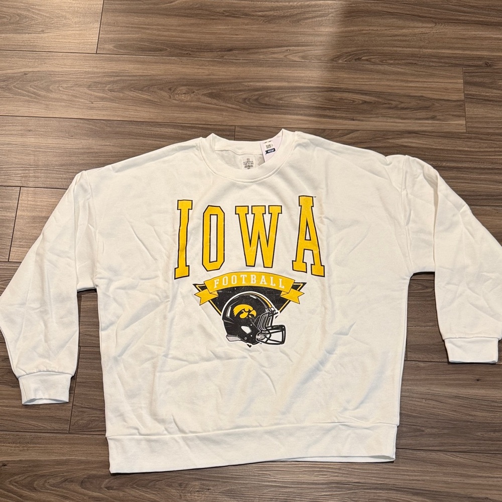 Iowa Football Crewneck Sweatshirt - White & Yellow
